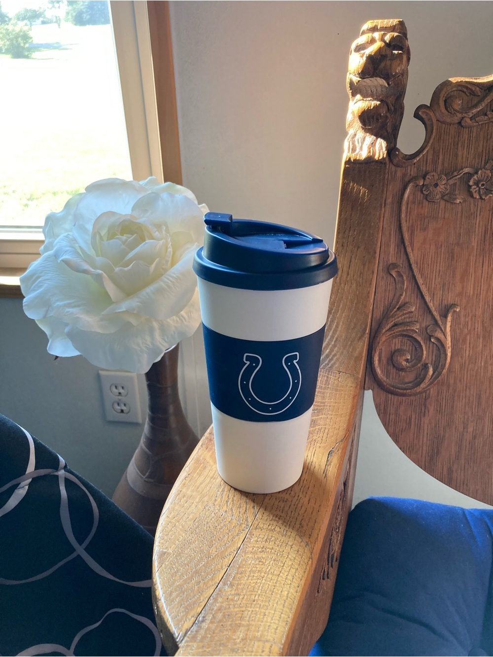 NFL Colts Stainless Travel Tumbler in White and Navy